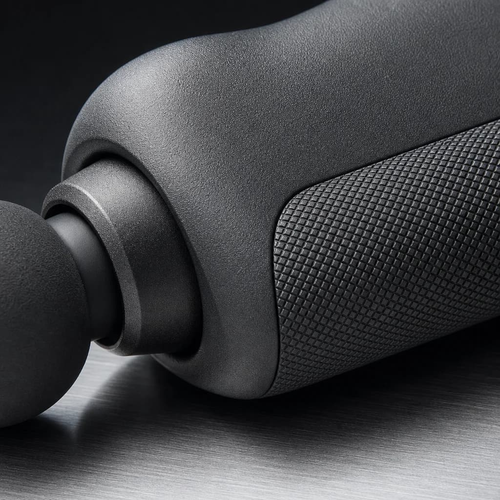 Macro detail of the knurled grip on a graphite recovery tool